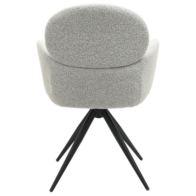 Set of 6 Beige Boucle Swivel Dining Chairs - Joelle