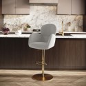 JLE007 Beige Boucle Adjustable Swivel Bar Stool with Back - Joelle