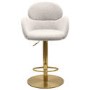 Set of 2 Beige Boucle Adjustable Swivel Bar Stools with Back - Joelle