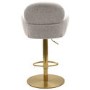 Set of 2 Beige Boucle Adjustable Swivel Bar Stools with Back - Joelle