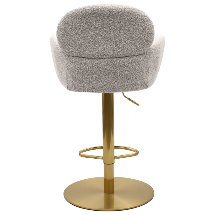 Set of 2 Beige Boucle Adjustable Swivel Bar Stools with Back - Joelle