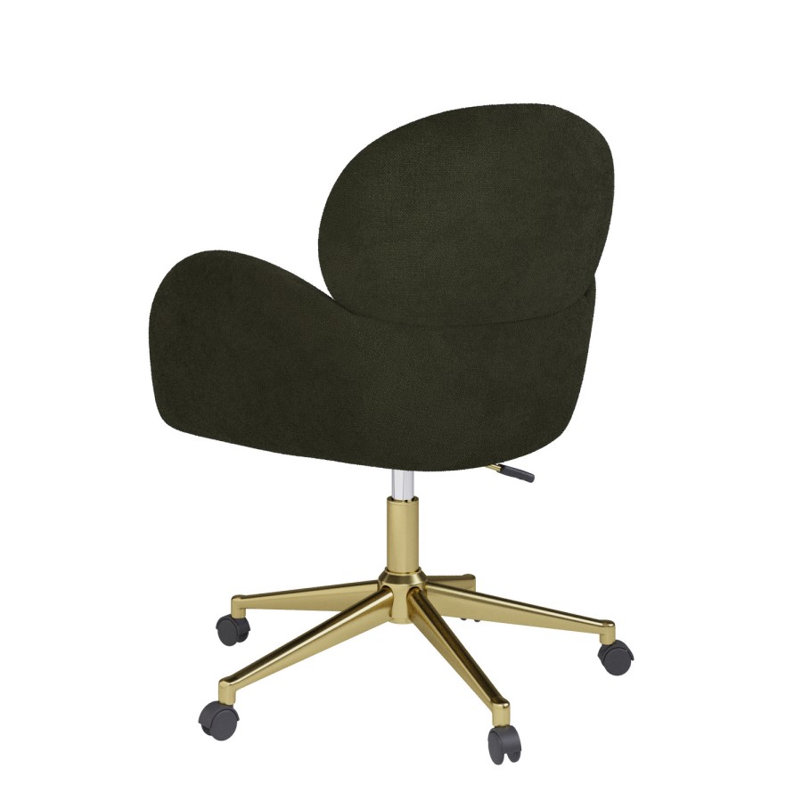 Dark Green Baby Boucle Swivel Office Chair - Joelle 