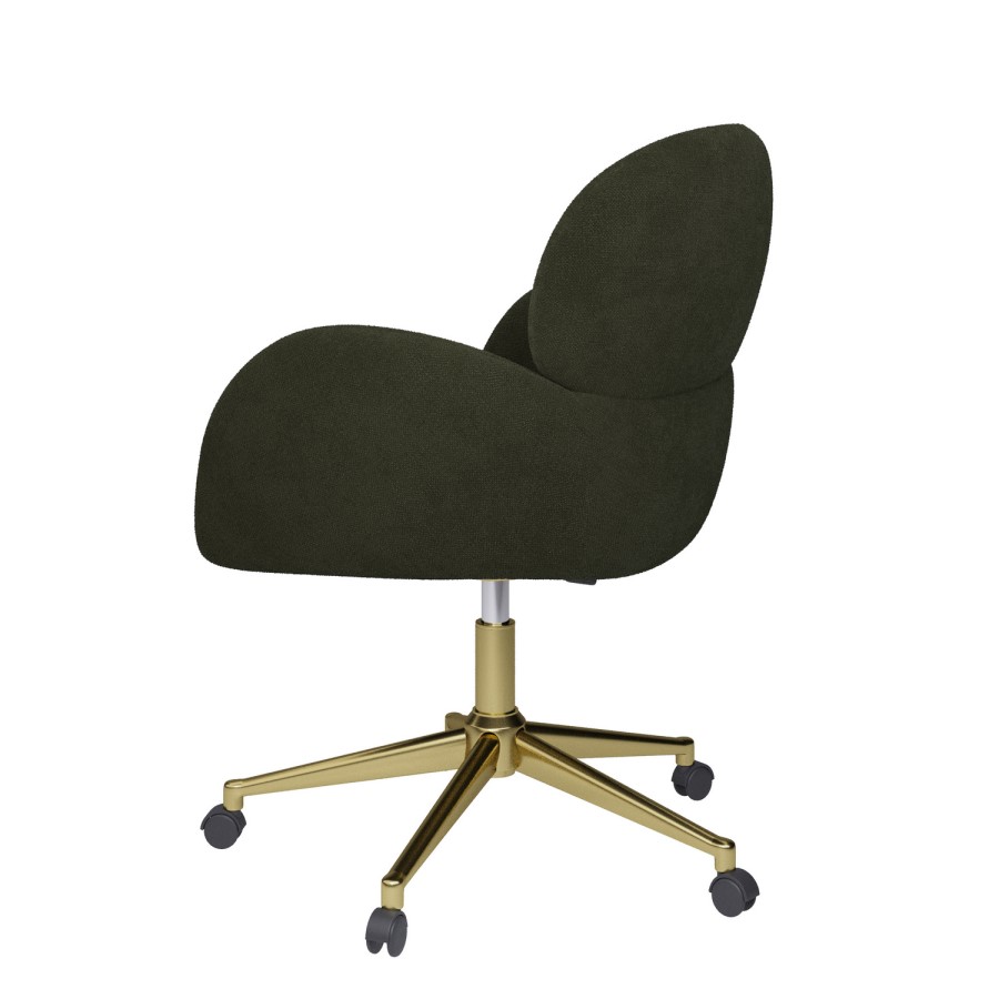 Dark Green Baby Boucle Swivel Office Chair - Joelle 
