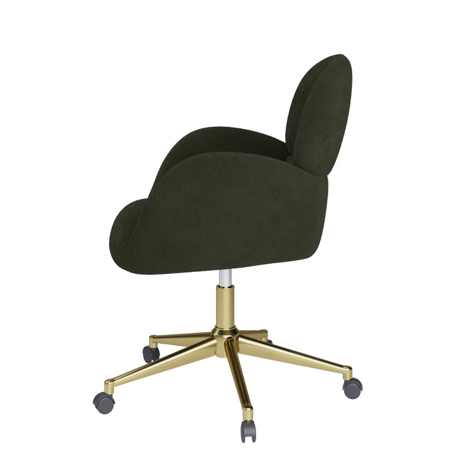 Dark Green Baby Boucle Swivel Office Chair - Joelle 