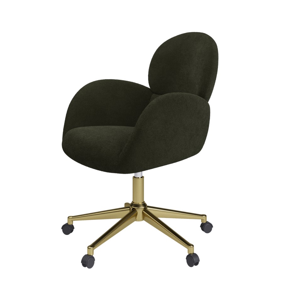 Dark Green Baby Boucle Swivel Office Chair - Joelle 