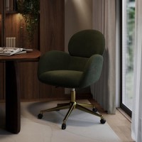 Dark Green Baby Boucle Swivel Office Chair - Joelle 