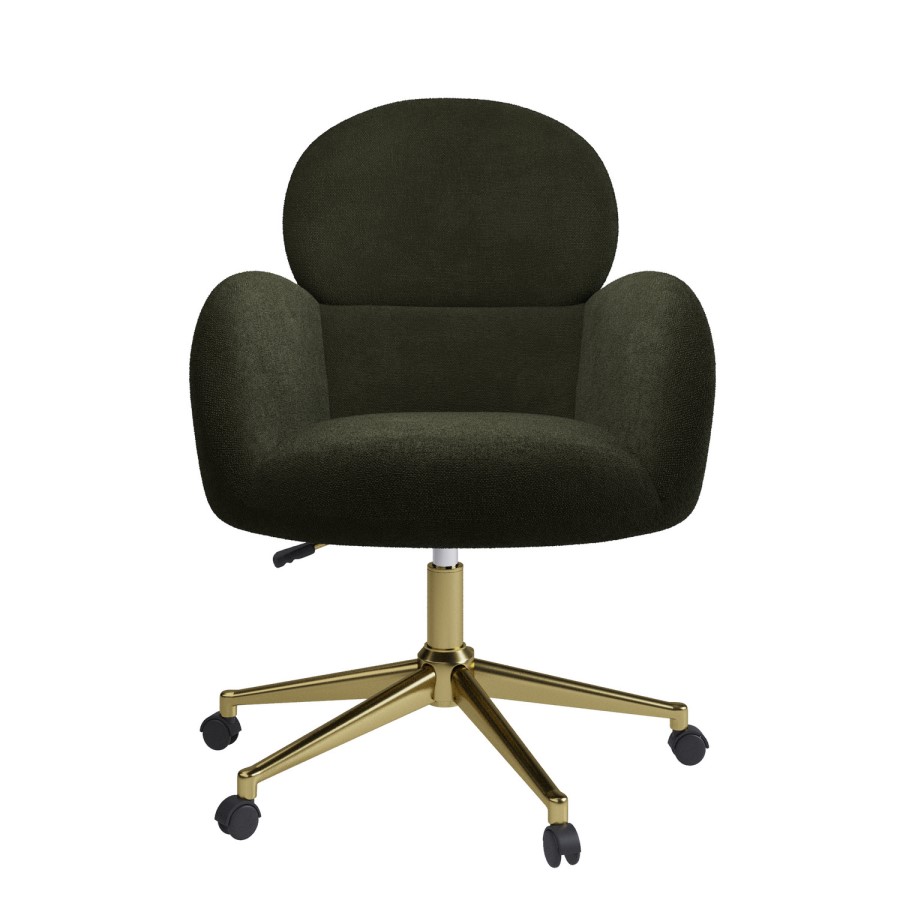 Dark Green Baby Boucle Swivel Office Chair - Joelle 