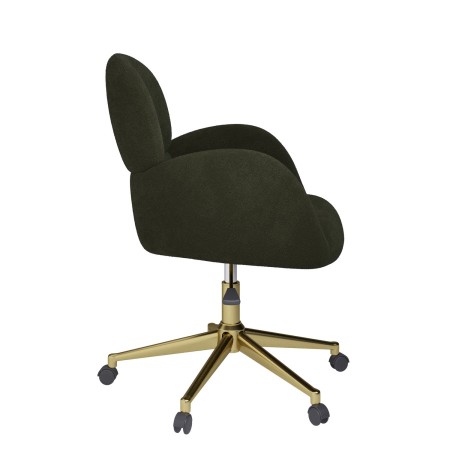Dark Green Baby Boucle Swivel Office Chair - Joelle 