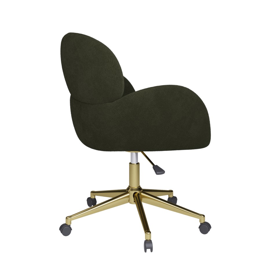 Dark Green Baby Boucle Swivel Office Chair - Joelle 