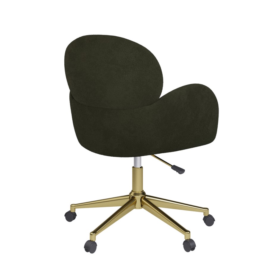 Dark Green Baby Boucle Swivel Office Chair - Joelle 