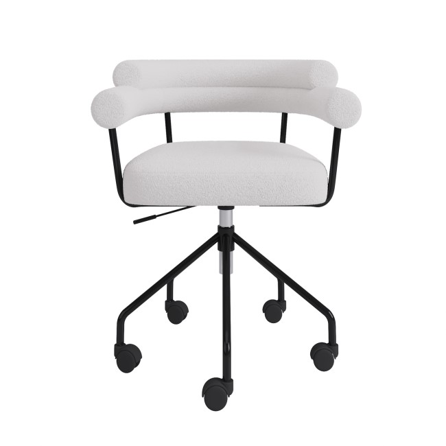 Cream Boucle Swivel Office Chair with Arms - Jules