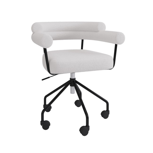 Cream Boucle Swivel Office Chair with Arms - Jules