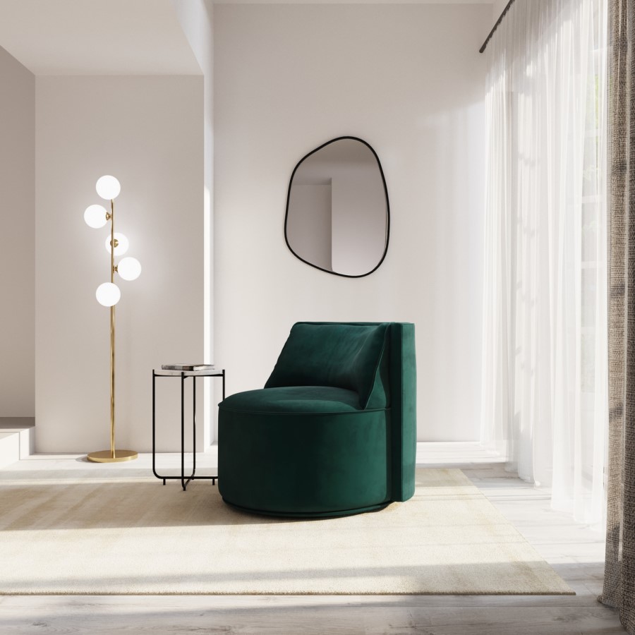 GRADE A1 - Green Velvet Accent Chair - Jamie