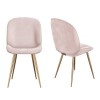Set of 2 Pink Velvet Dining Chairs with Gold Legs - Jenna