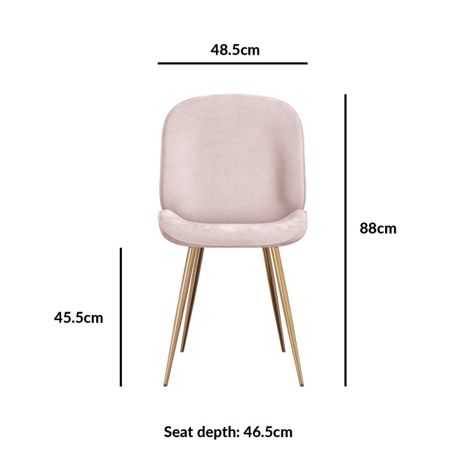 Set of 2 Pink Velvet Dining Chairs with Gold Legs - Jenna