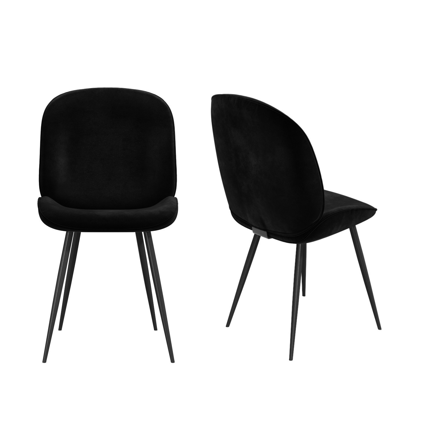 Set Of 2 Black Velvet Dining Chairs With Black Legs Jenna Set Of 2 Black Velvet Dining Chairs With Black Legs Jenna