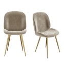 JNN004MG Set of 2 Mink Velvet Dining Chairs with Gold Legs- Jenna