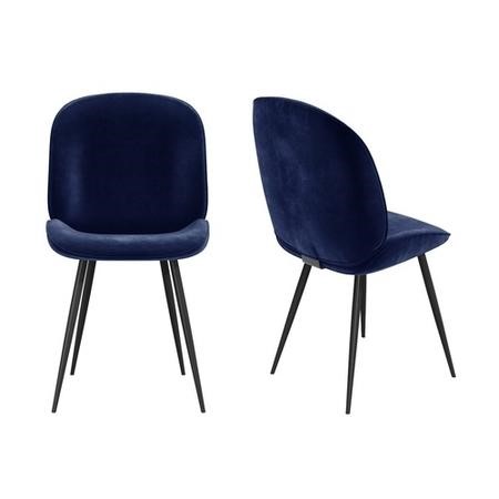 Set Of 2 Navy Blue Velvet Dining Chairs, Navy Blue Leather Dining Chairs Uk