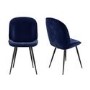 Set of 2 Navy Blue Velvet Dining Chairs - Jenna