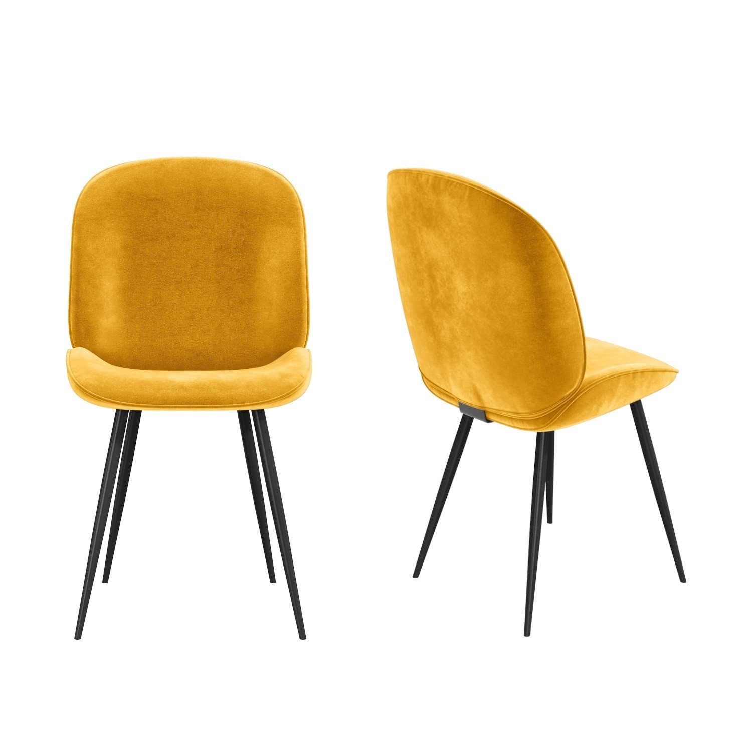 set of 2 mustard yellow velvet dining chairs with black legs  jenna
