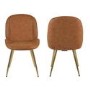 Set of 2 Tan Faux Leather Curved Dining Chairs - Jenna