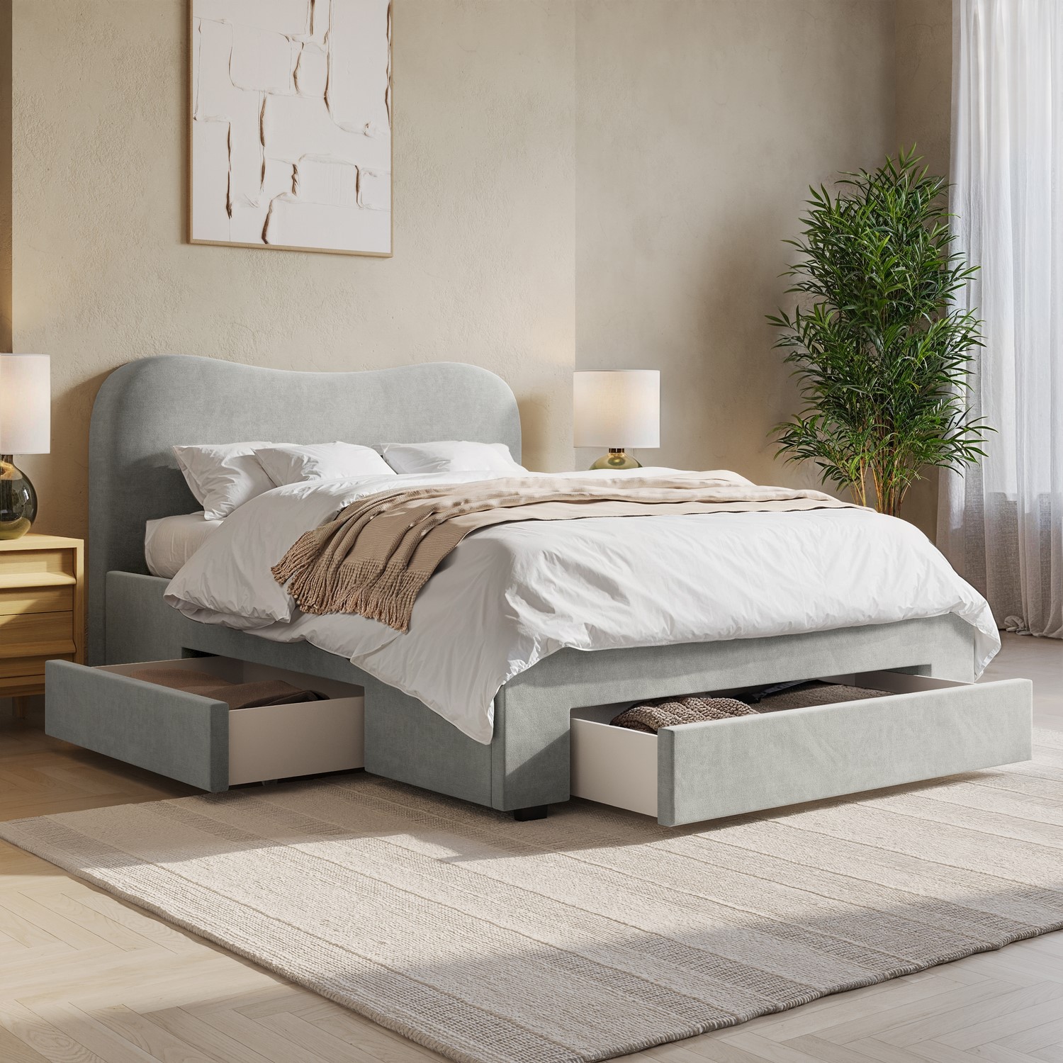 Upholstered King Bed Frame Storage