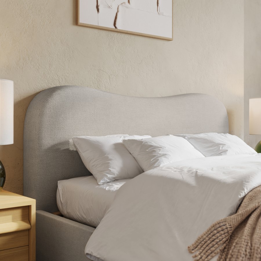 Grey Upholstered King Bed Frame with Storage – Joanie