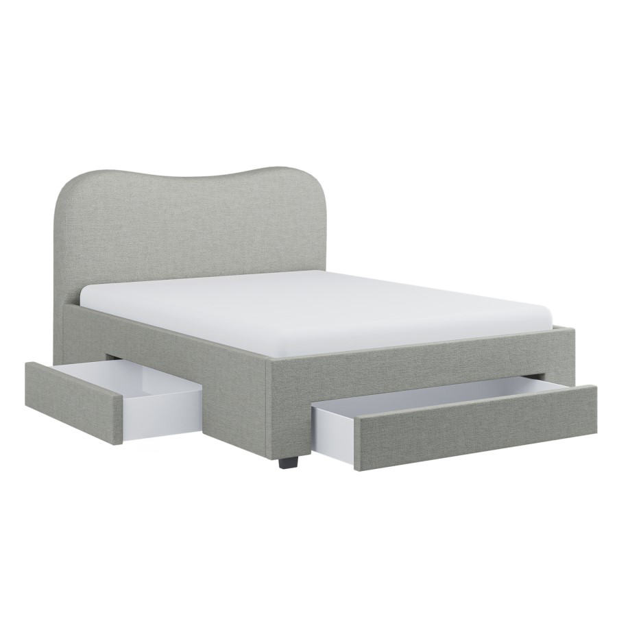 Grey Upholstered King Bed Frame with Storage – Joanie
