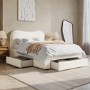 Cream Upholstered Double Bed Frame with Storage Drawers – Joanie