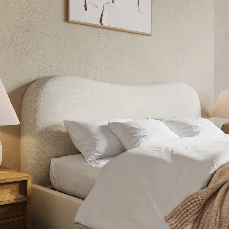 Cream Upholstered King Bed Frame with Storage – Joanie