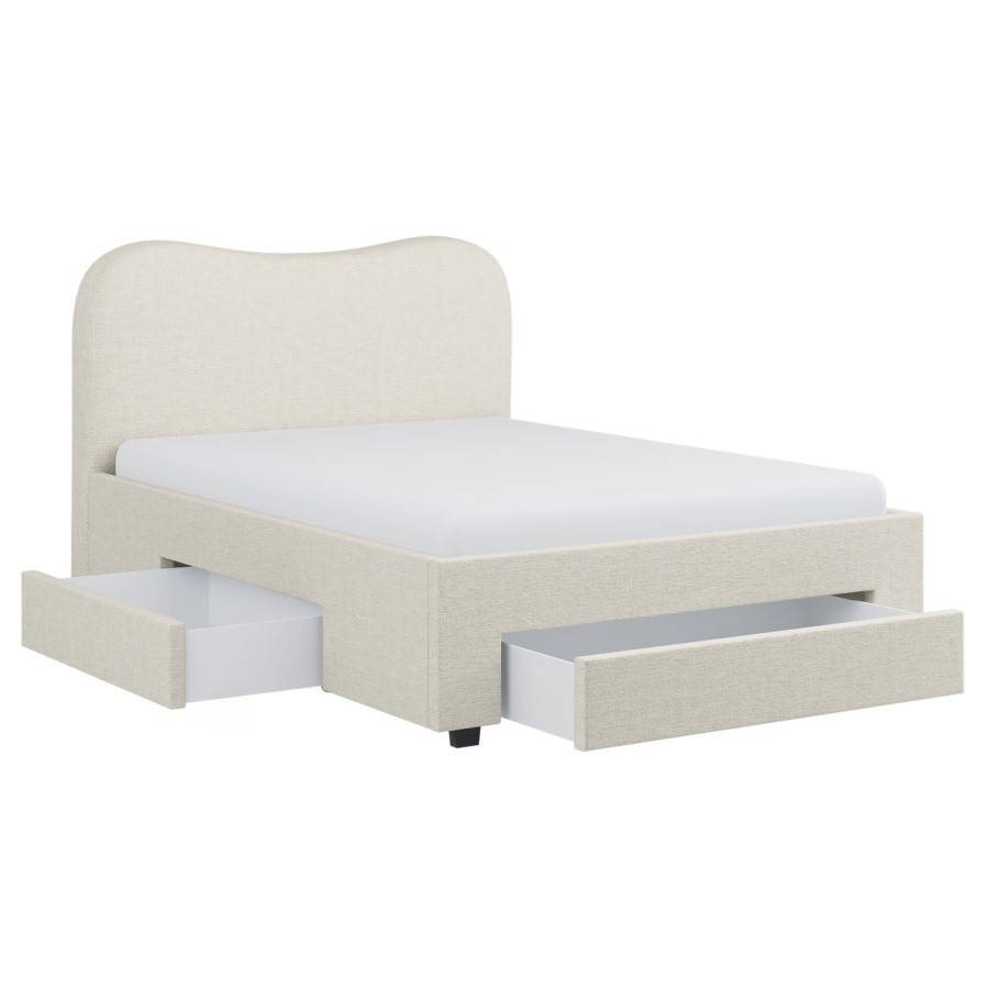 Cream Upholstered King Bed Frame with Storage – Joanie