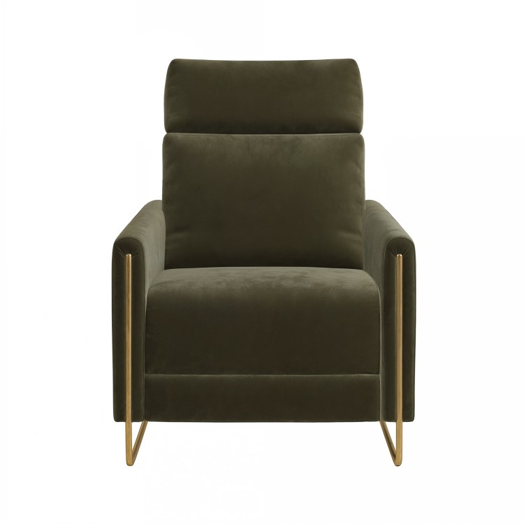 Olive Green Velvet Electric Recliner Armchair - Joni