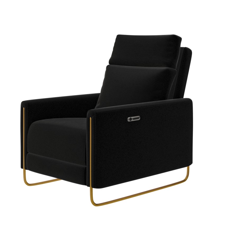 Black Velvet Electric Recliner Chair - Joni