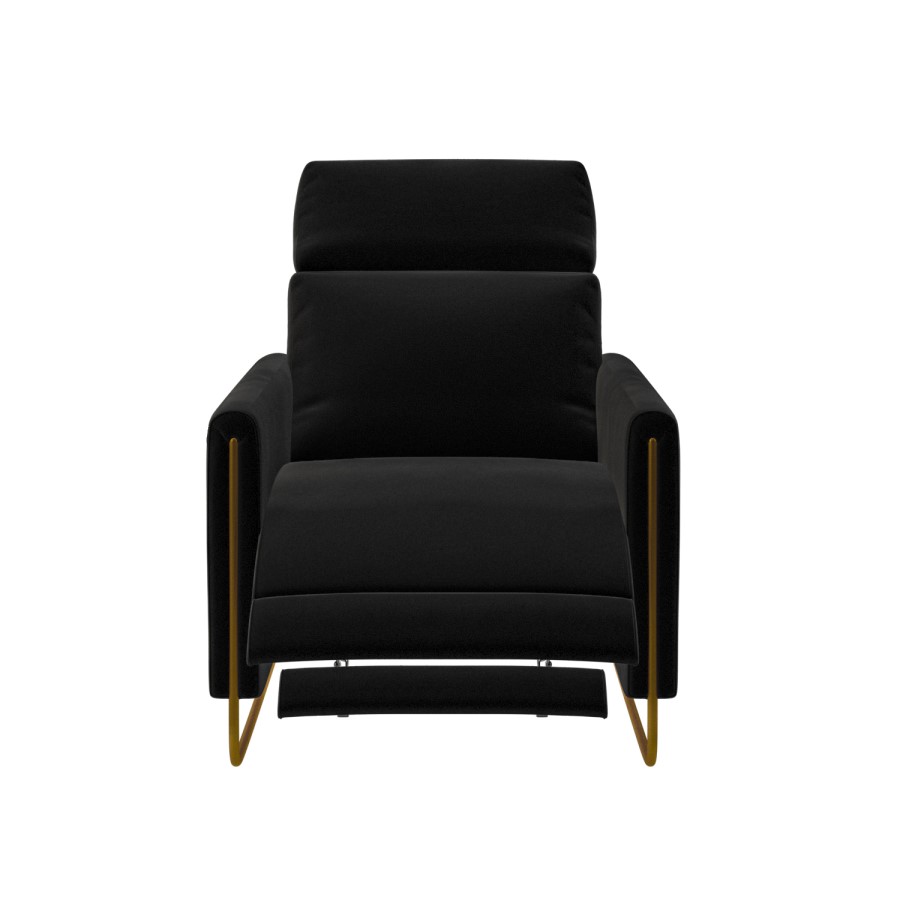 Black Velvet Electric Recliner Chair - Joni