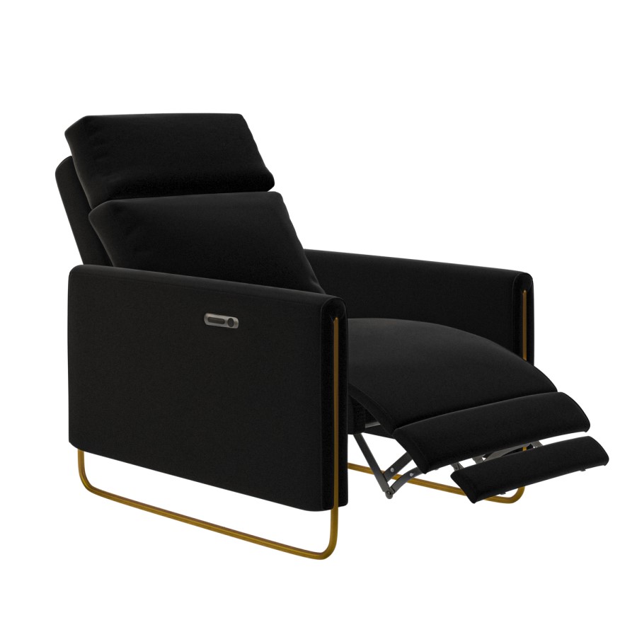 Black Velvet Electric Recliner Chair - Joni