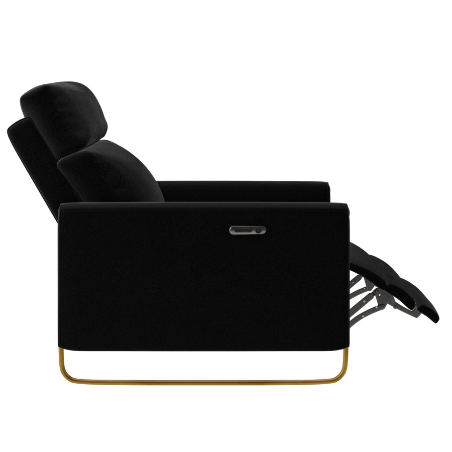 Black Velvet Electric Recliner Chair - Joni
