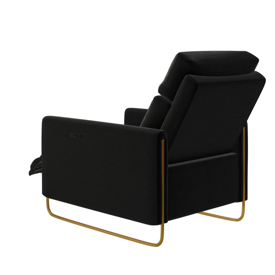 Black Velvet Electric Recliner Chair - Joni
