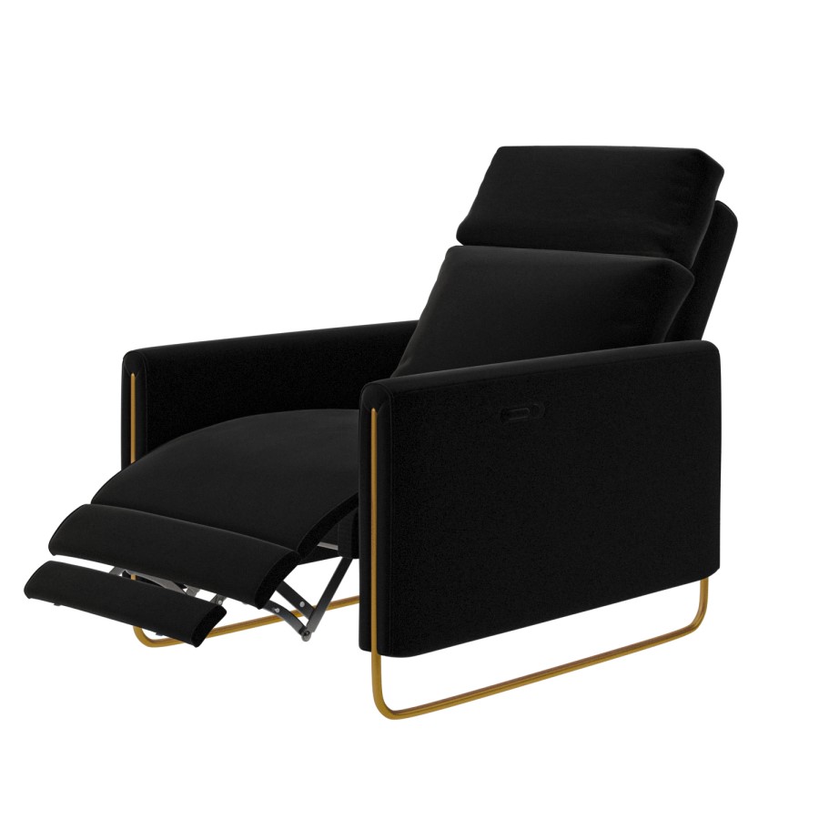 Black Velvet Electric Recliner Chair - Joni