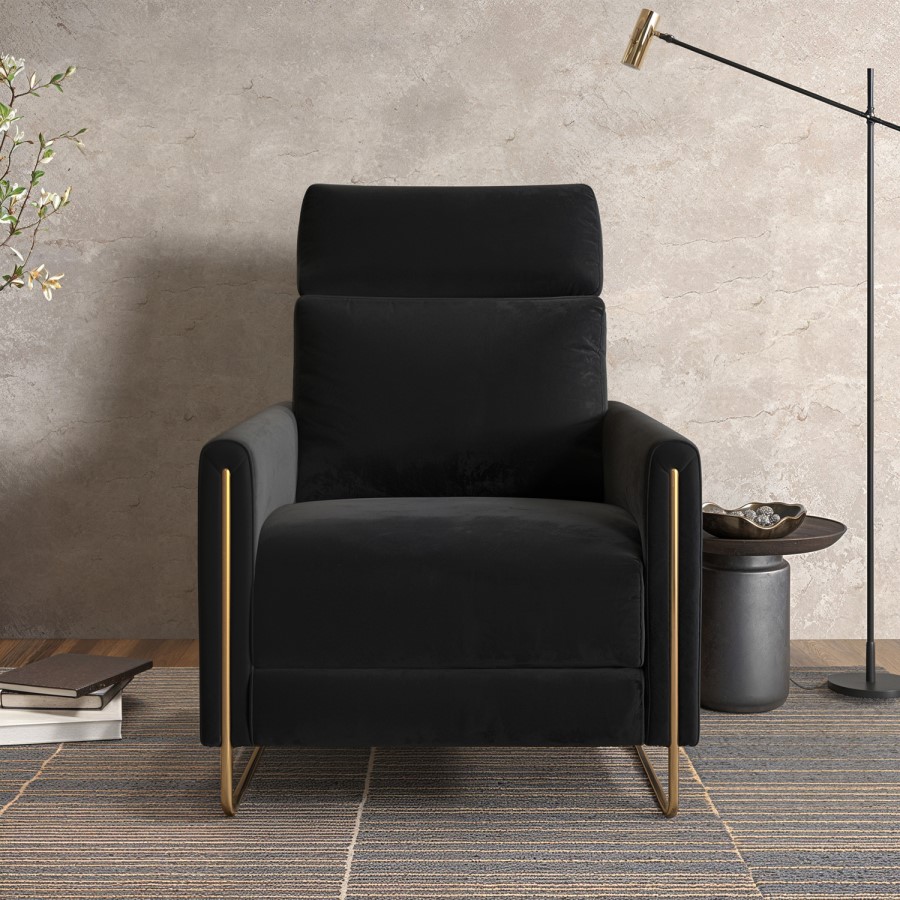 Black Velvet Electric Recliner Chair - Joni