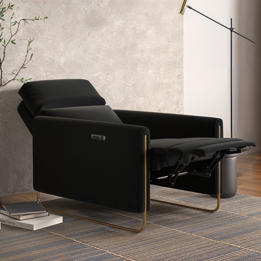 Black Velvet Electric Recliner Chair - Joni