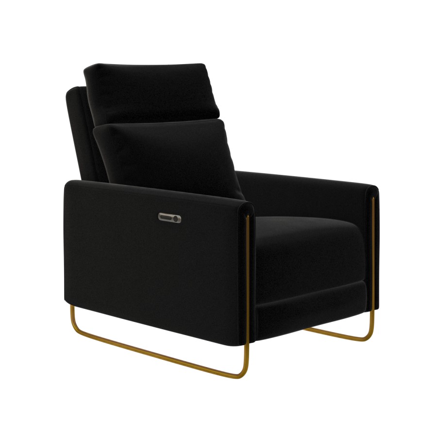 Black Velvet Electric Recliner Chair - Joni