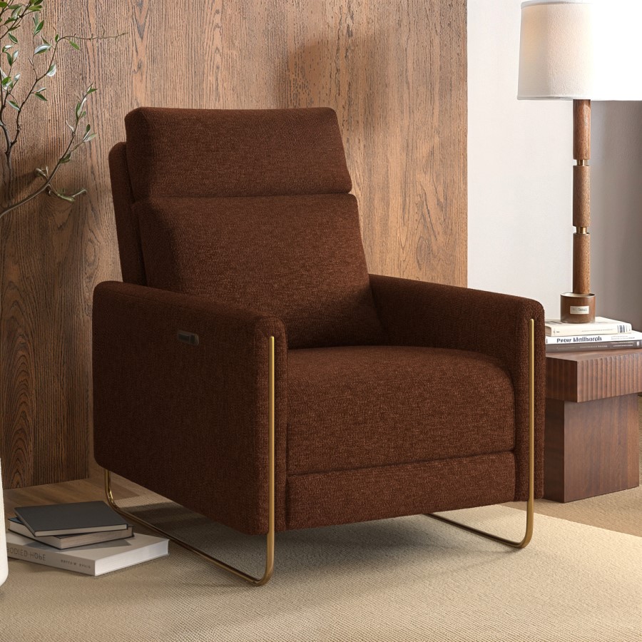 Brown Chenille Electric Recliner Chair - Joni