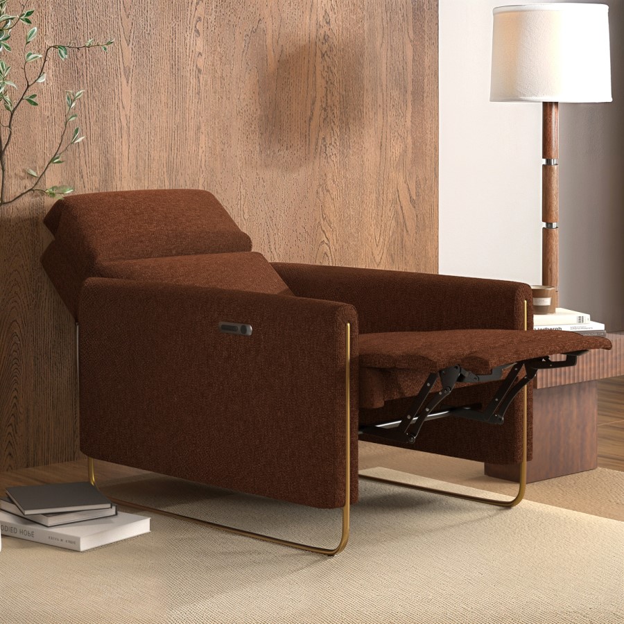 Brown Chenille Electric Recliner Chair - Joni