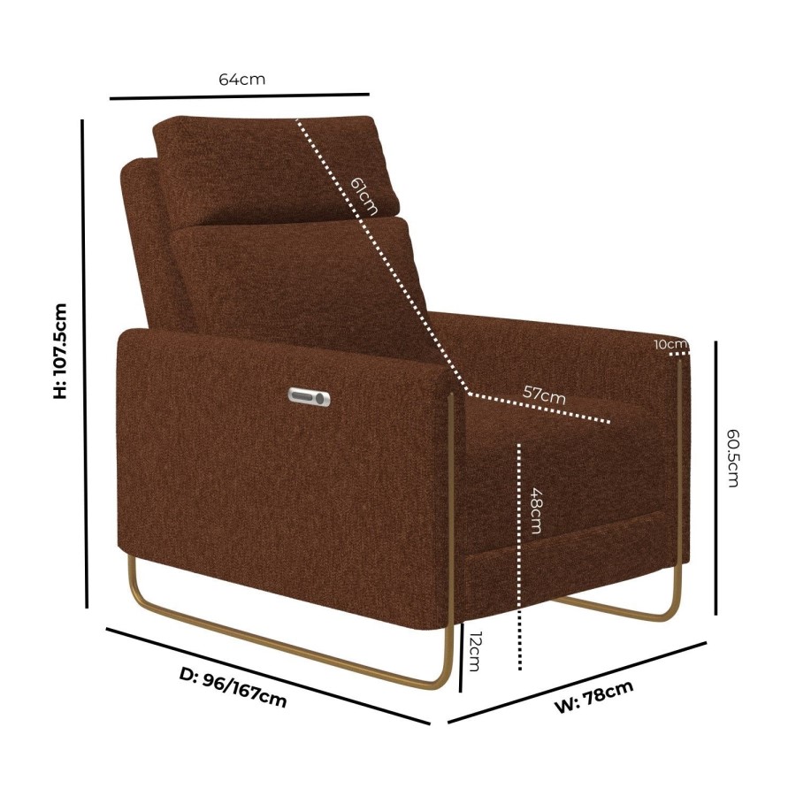 Brown Chenille Electric Recliner Chair - Joni