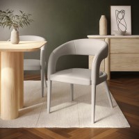 Beige Real Leather Dining Chair - Josie