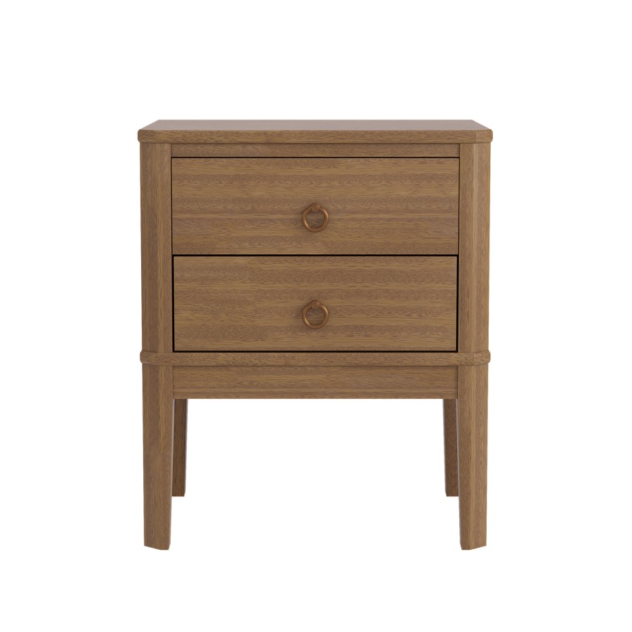 Solid Wood 2 Drawer Bedside Table - Josephine