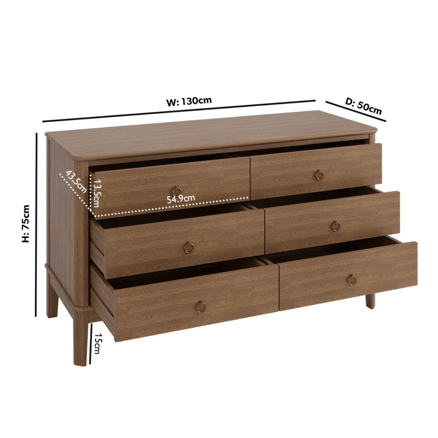 Solid Wood Chest of 6 Drawers - Josephine