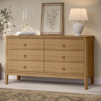 Solid Light Wood Chest of 6 Drawers - Josephine