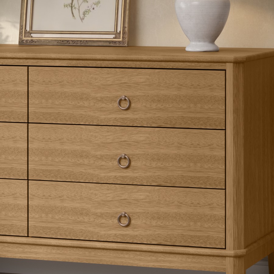 Solid Light Wood Chest of 6 Drawers - Josephine