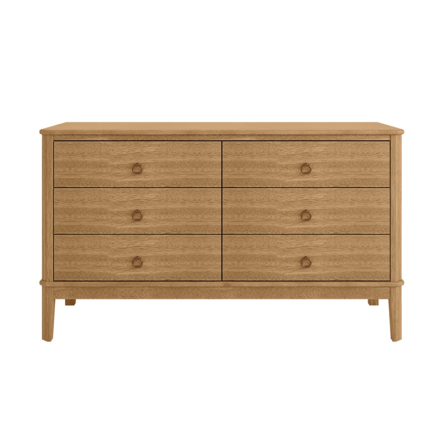 Solid Light Wood Chest of 6 Drawers - Josephine